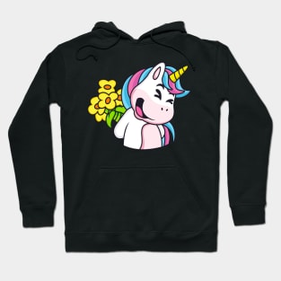 Cute Unicorn With Flowers Bouquet Unicorns Kids Hoodie